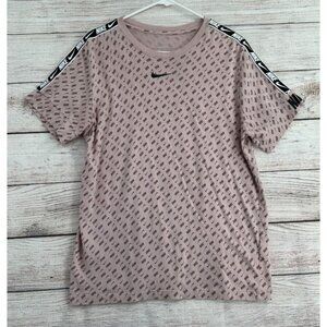 Nike Repeat Pack All-over Logo Print Taping T-shirt Women's Size M Dusty Pink‎